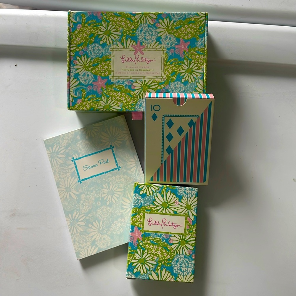 Lilly Pulitzer Playing Cards & Score Pad Gift Box Crabtastic EUC